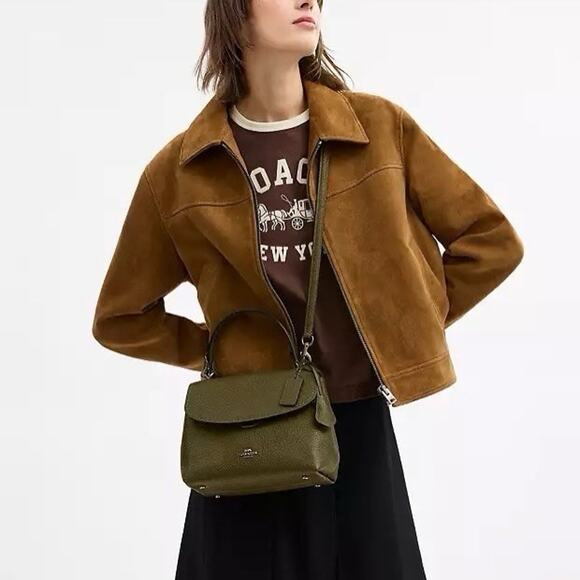 NWT Coach Emory Top Handle Bag Soft pebble leather CCE53 QBOLV Olive - Picture 8 of 13